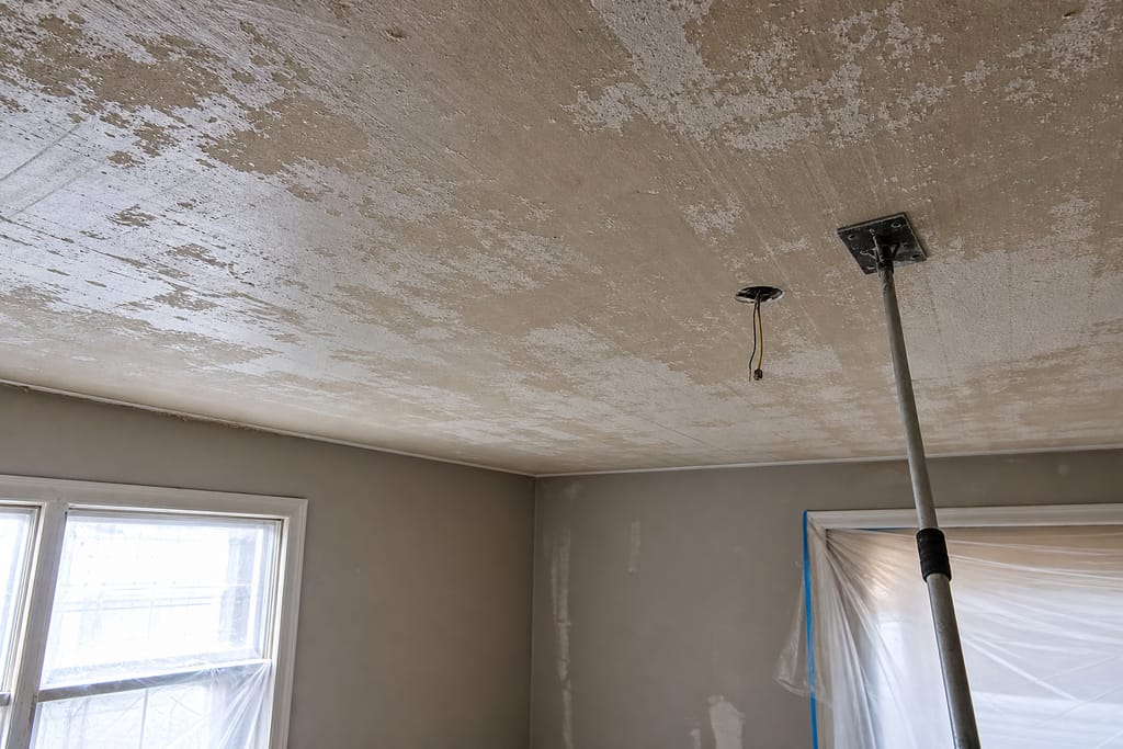 Wet-scrape the ceiling photo